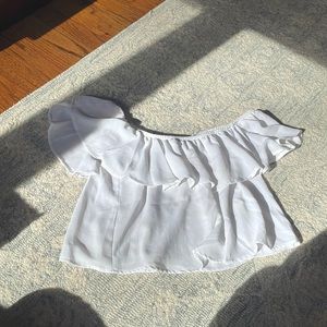 One shoulder flowy crop top